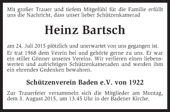 Traueranzeige von Heinz Bartsch von KRZ