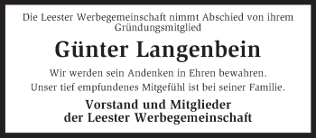 Traueranzeige von Günter Langenbein von KRZ