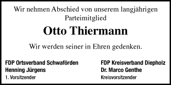 Traueranzeige von Otto Thiermann von KRZ