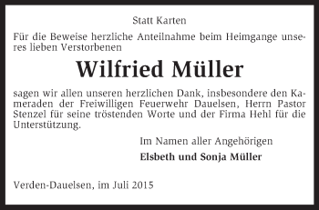 Traueranzeige von Wilfried Müller von KRZ