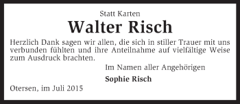 Traueranzeige von Walter Risch von KRZ