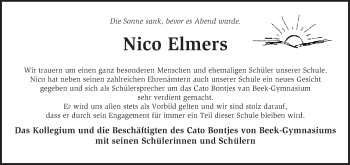 Traueranzeige von Nico Elmers von KRZ