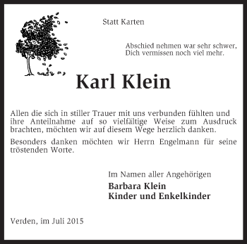 Traueranzeige von Karl Klein von KRZ