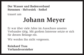 Traueranzeige von Johann Meyer von KRZ