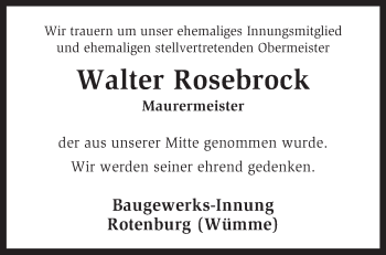 Traueranzeige von Walter Rosebrock von KRZ
