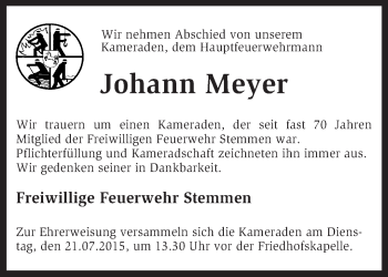 Traueranzeige von Johann Meyer von KRZ