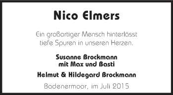 Traueranzeige von Nico Elmers von KRZ