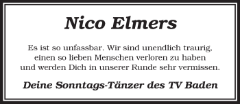 Traueranzeige von Nico Elmers von KRZ