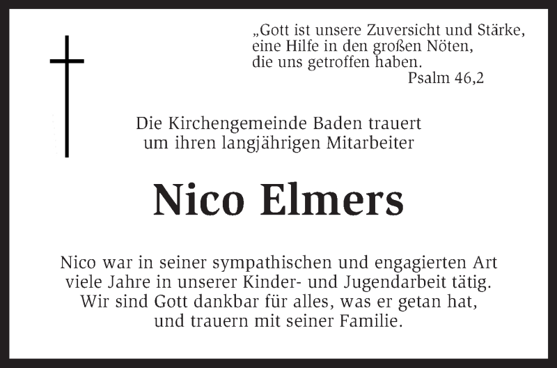 Traueranzeige für Nico Elmers vom 17.07.2015 aus KRZ