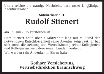 Traueranzeige von Rudolf Stienert von KRZ