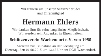 Traueranzeige von Hermann Ehlers von KRZ