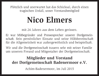 Traueranzeige von Nico Elmers von KRZ