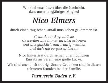 Traueranzeige von Nico Elmers von KRZ