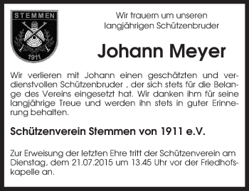 Traueranzeige von Johann Meyer von KRZ