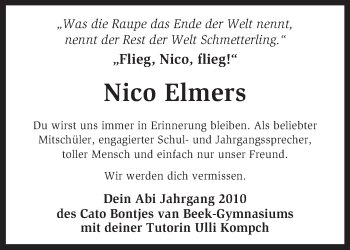 Traueranzeige von Nico Elmers von KRZ