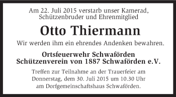 Traueranzeige von Otto Thiermann von KRZ