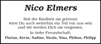 Traueranzeige von Nico Elmers von KRZ