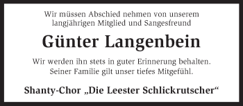 Traueranzeige von Günter Langenbein von KRZ