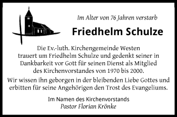 Traueranzeige von Friedhelm Schulze von KRZ