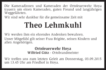 Traueranzeige von Theo Lehmkuhl von KRZ