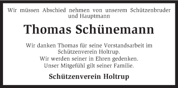 Traueranzeige von Thomas Schünemann von KRZ