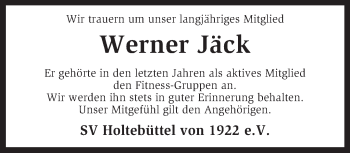 Traueranzeige von Werner Jäck von KRZ