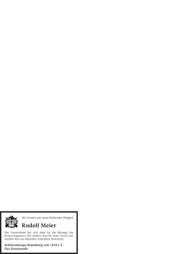 Traueranzeige von Rudolf Meier von KRZ