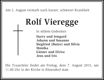 Traueranzeige von Rolf Vieregge von KRZ