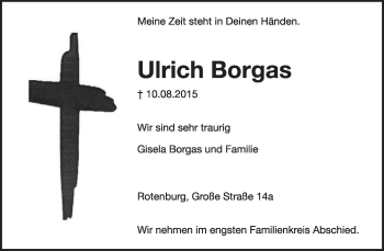 Traueranzeige von Ulrich Borgas von KRZ