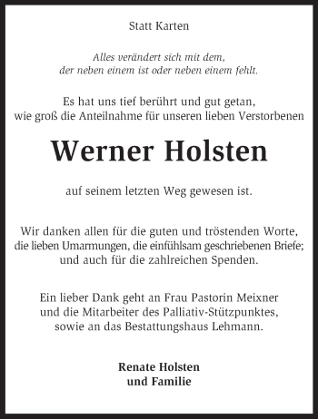 Traueranzeige von Werner Holsten von KRZ