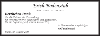 Traueranzeige von Erich Bodenstab von KRZ