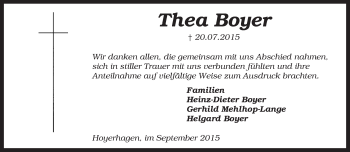 Traueranzeige von Thea Boyer von KRZ