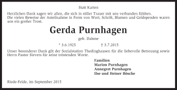 Traueranzeige von Gerda Purnhagen von KRZ