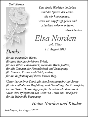 Traueranzeige von Elsa Norden von KRZ