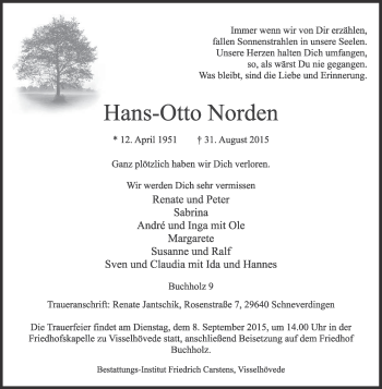 Traueranzeige von Hans-Otto Norden von KRZ