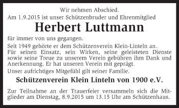 Traueranzeige von Herbert Luttmann von KRZ