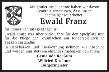 Traueranzeige von Ewald Franz von KRZ