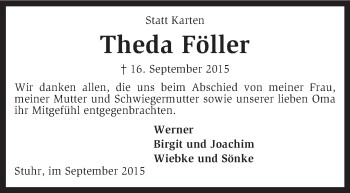 Traueranzeige von Theda Föller von KRZ