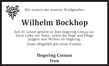 Traueranzeige von Wilhelm Bockhop von KRZ