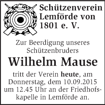 Traueranzeige von Wilhelm Mause von KRZ