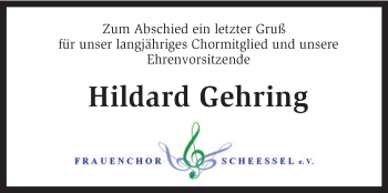 Traueranzeige von Hildard Gehring von KRZ