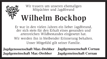 Traueranzeige von Wilhelm Bockhop von KRZ