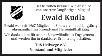 Traueranzeige von Ewald Kudla von KRZ