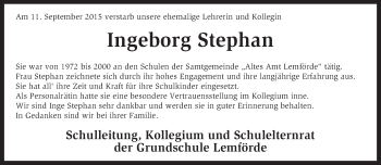 Traueranzeige von Ingeborg Stephan von KRZ