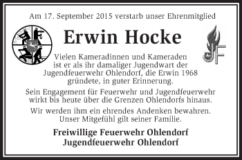 Traueranzeige von Erwin Hocke von KRZ