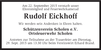 Traueranzeige von Rudolf Eickhoff von KRZ