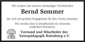 Traueranzeige von Bernd Sommer von KRZ
