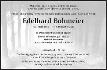 Traueranzeige von Edelhard Bohmeier von KRZ