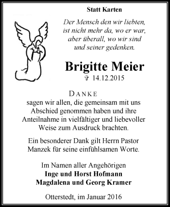 Traueranzeige von Brigitte Meier von KRZ