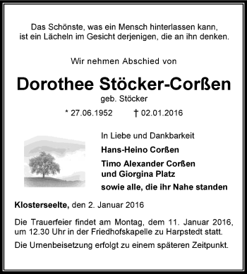 Traueranzeige von Dorothee Stöcker-Corßen von KRZ